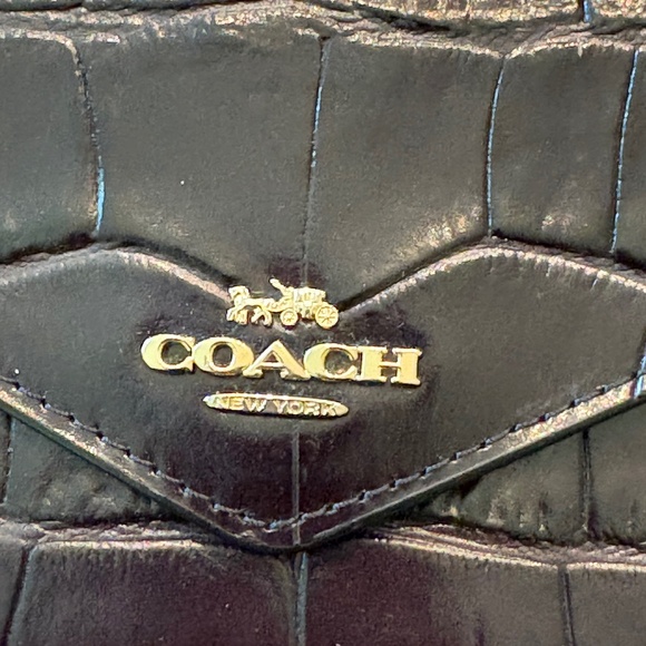 Coach Croc Skin Envelope Wallet Clutch Full Size - Picture 3 of 6